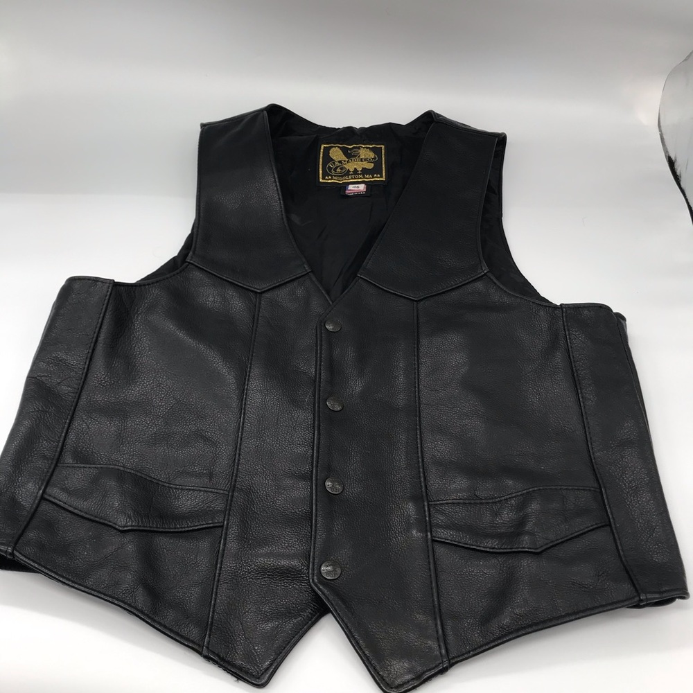Classic Black Leather Vest - Unbranded